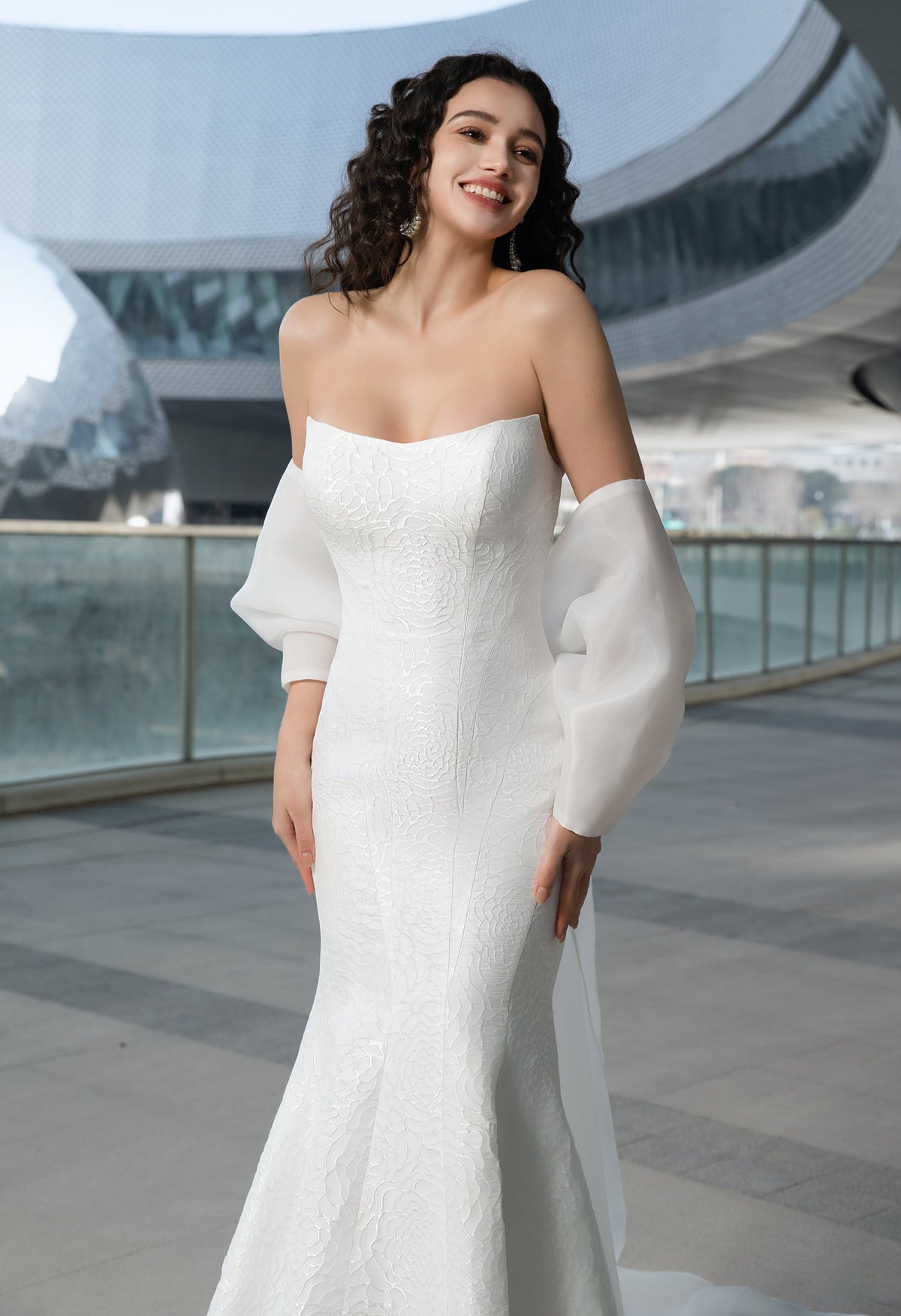 Farah AB HW3600 textured fit-and-flare wedding dress — view 1