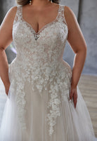 Farah AB HW3677 v-neck lace a-line wedding dress — view 3