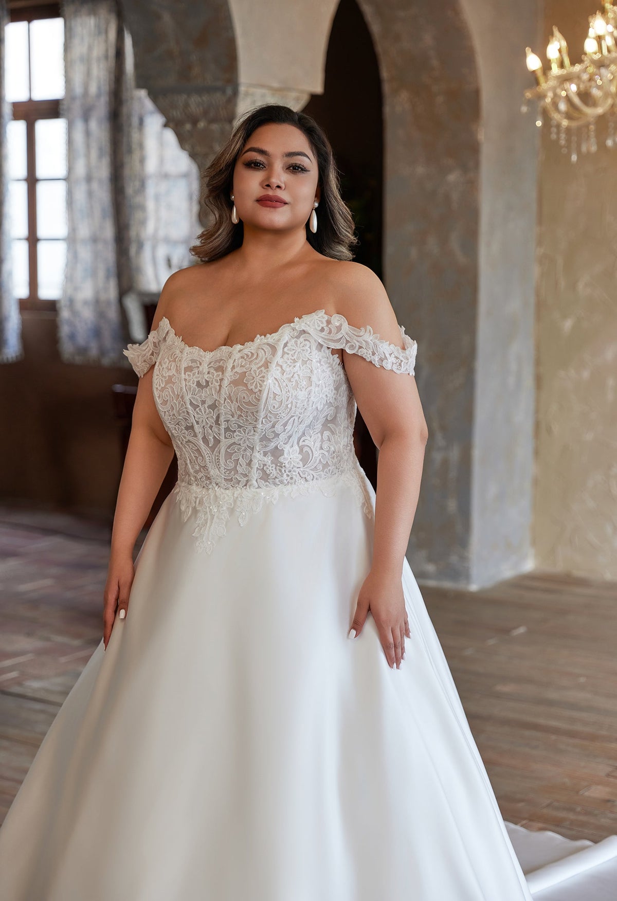 Farah AB HW3679 off-the-shoulder a-line wedding dress — view 2
