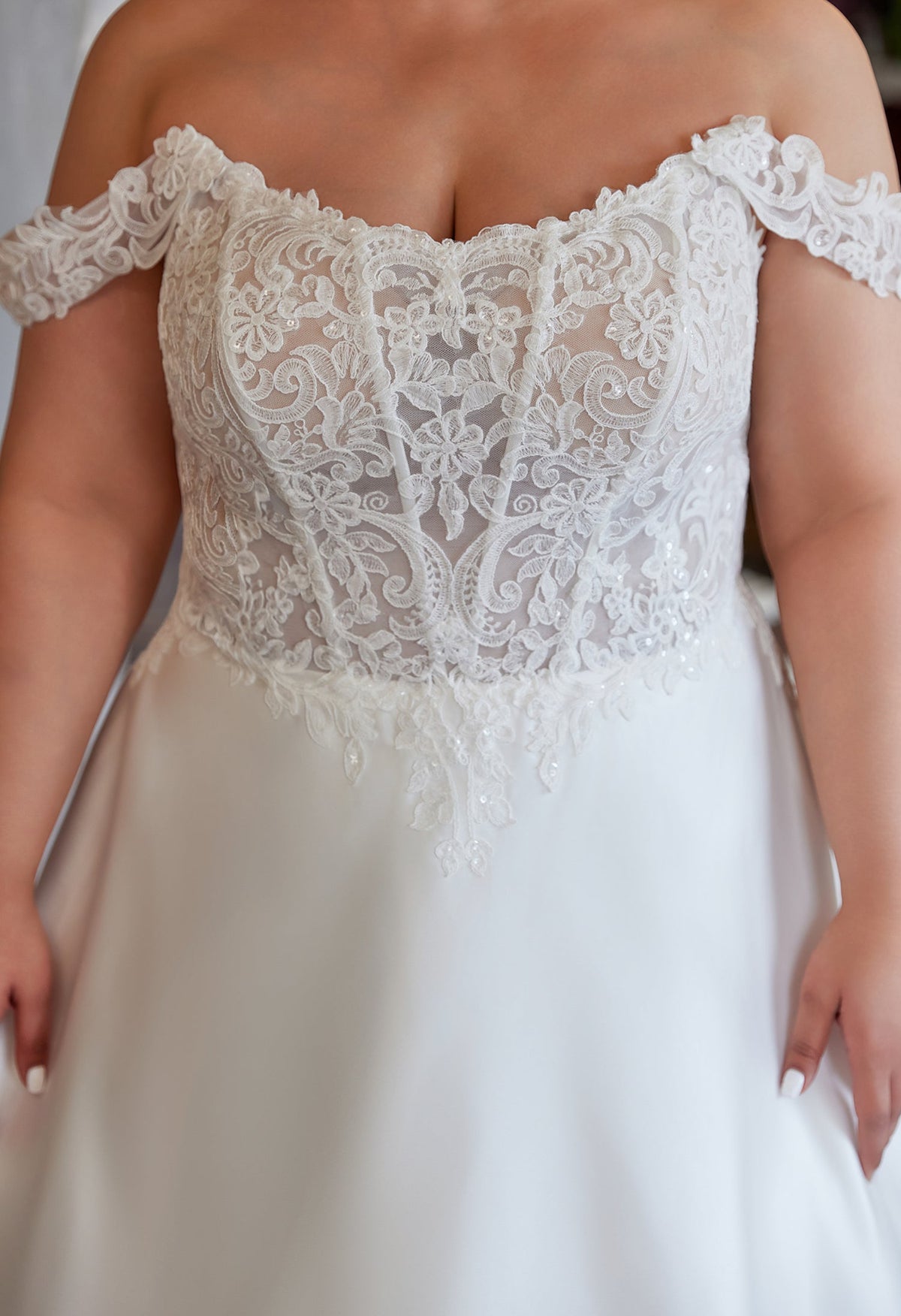 Farah AB HW3679 off-the-shoulder a-line wedding dress — view 3