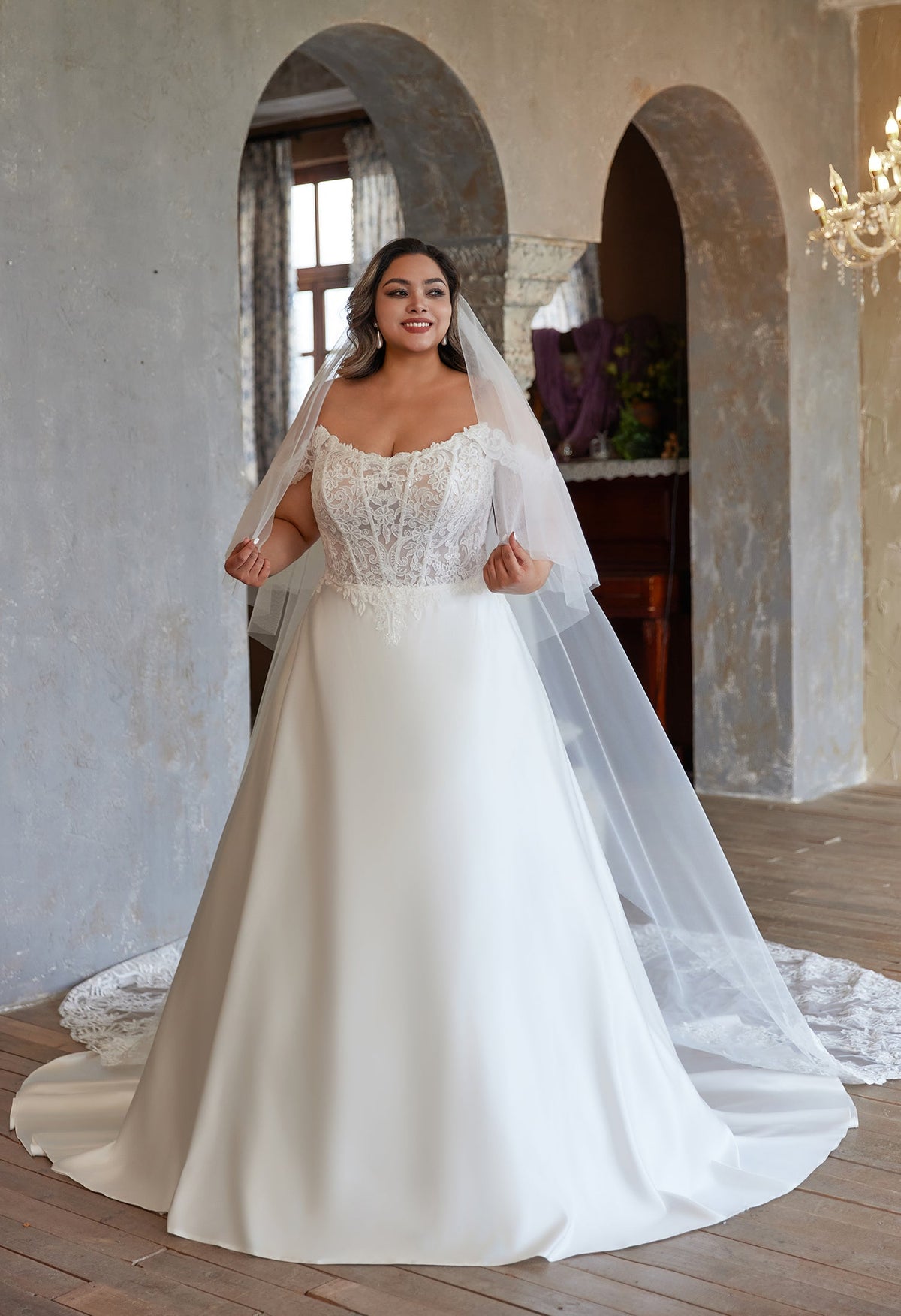 Farah AB HW3679 off-the-shoulder a-line wedding dress — view 4