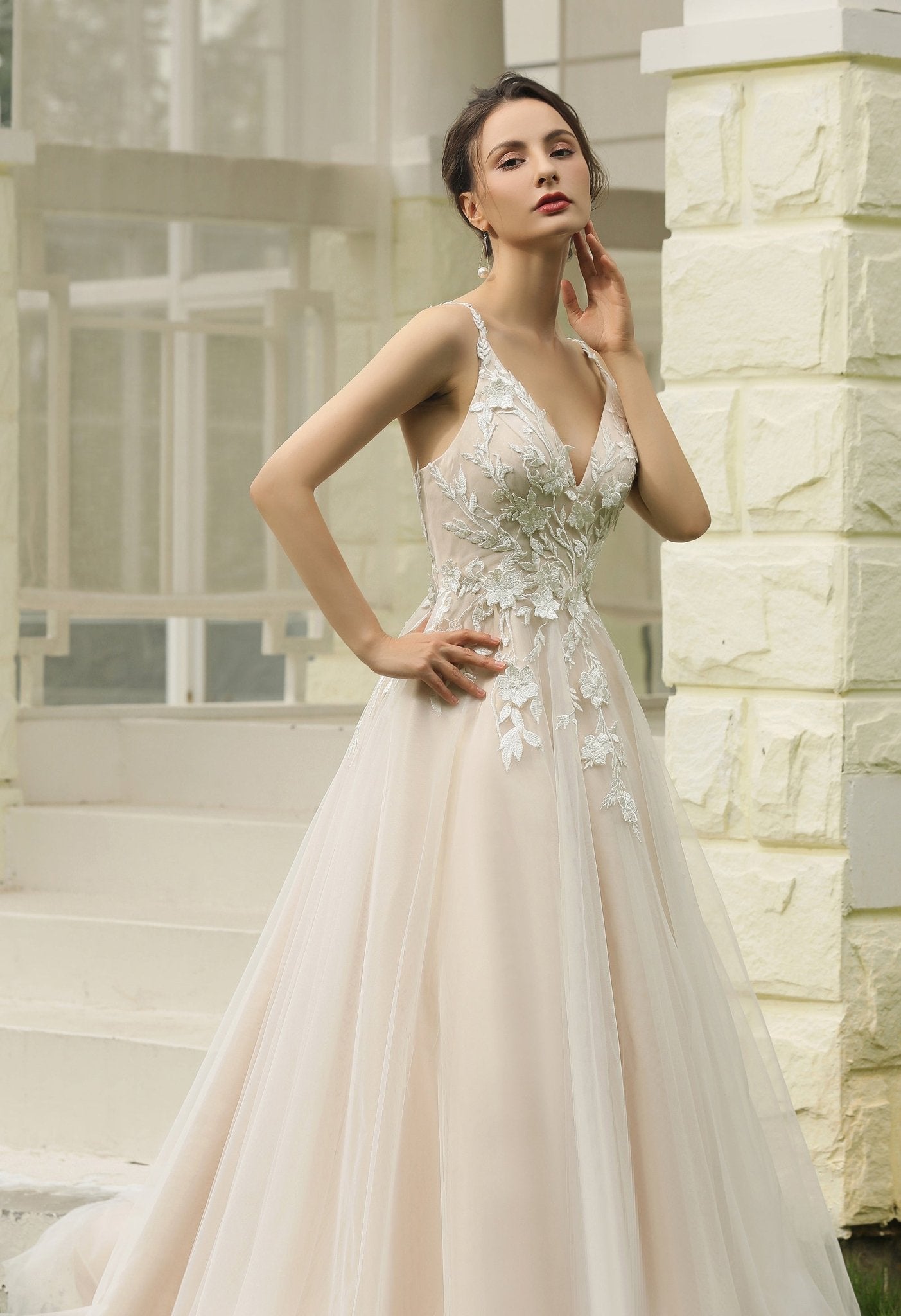 Farrah Couture HW2015 Floral A-Line Wedding Dress - Silhouette Dresses