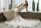 Farrah Couture HW2530 Floral Lace Fit-and-Flare Wedding Dress - Silhouette Dresses