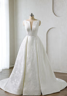 Farrah Couture HW3638 plunging-neckline a-line wedding dress - view 1
