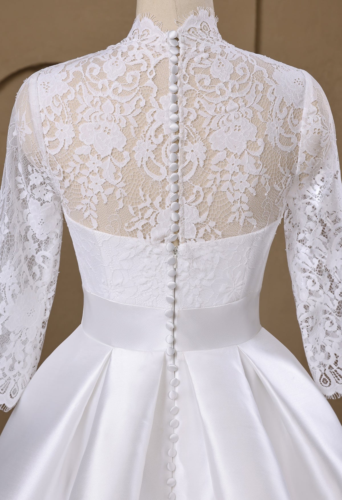 Farrah Couture HW3754 lace-sleeve a-line wedding dress - view 3