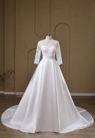 Farrah Couture HW3754 lace-sleeve a-line wedding dress - view 1