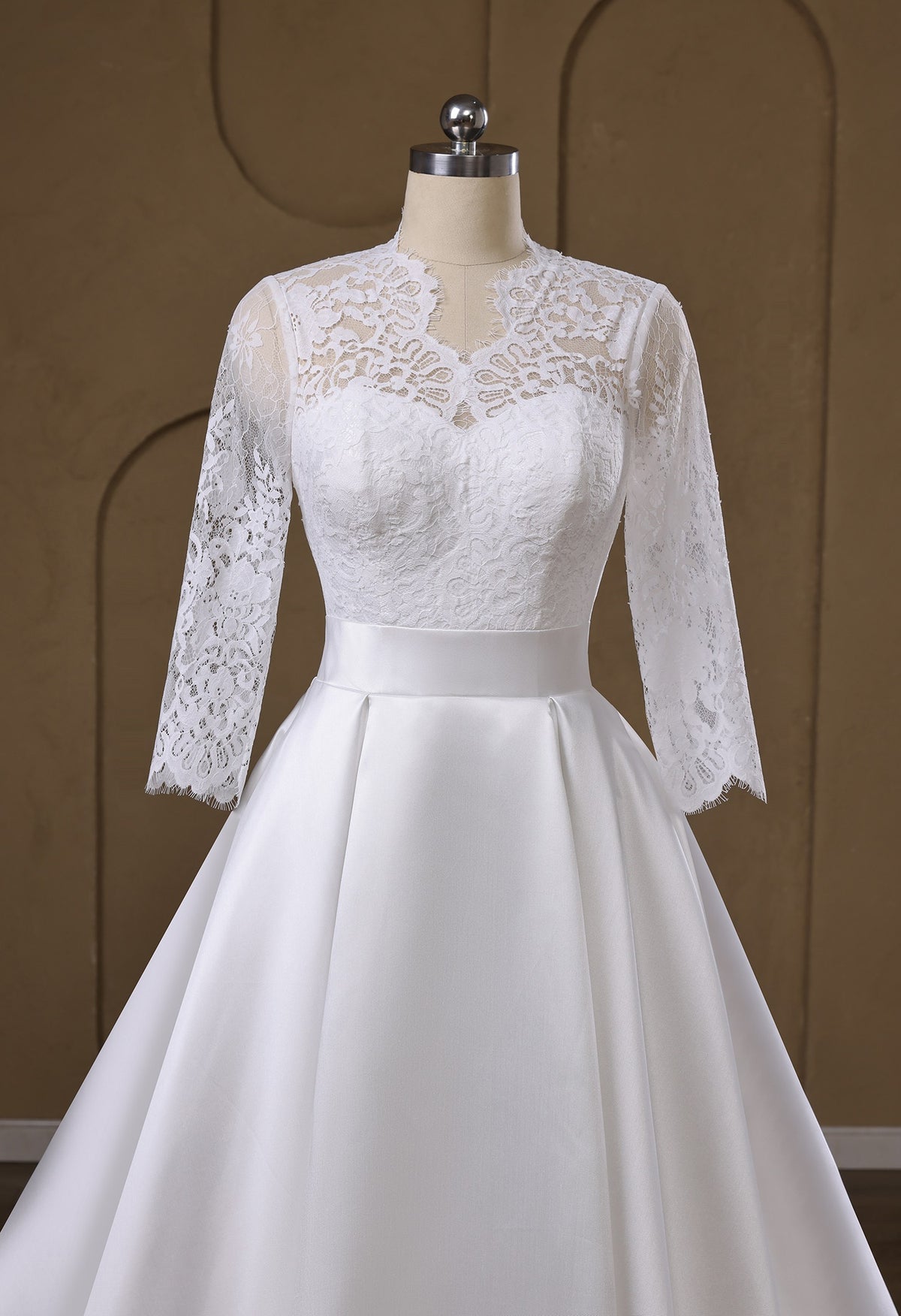 Farrah Couture HW3754 lace-sleeve a-line wedding dress - view 6
