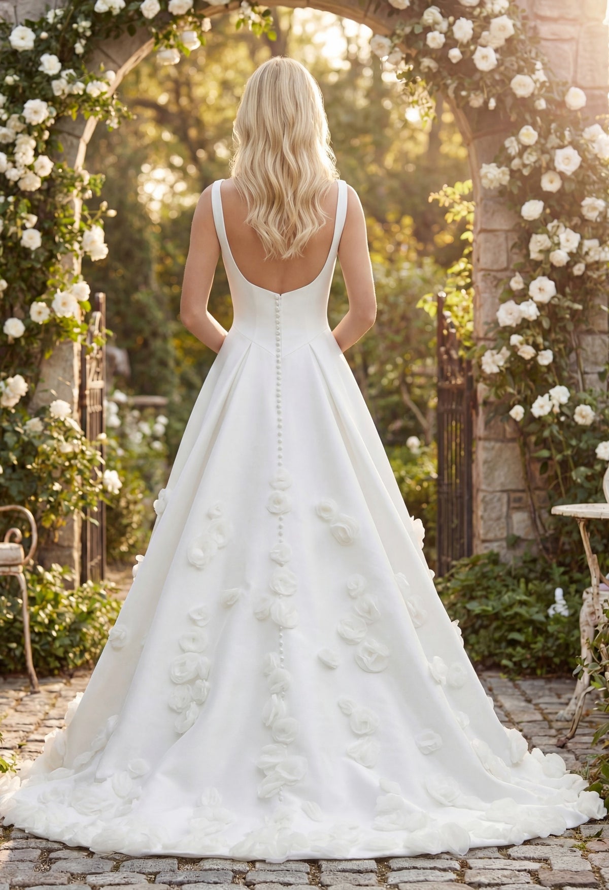 Farrah Couture HW3913 floral a-line wedding dress - view 3