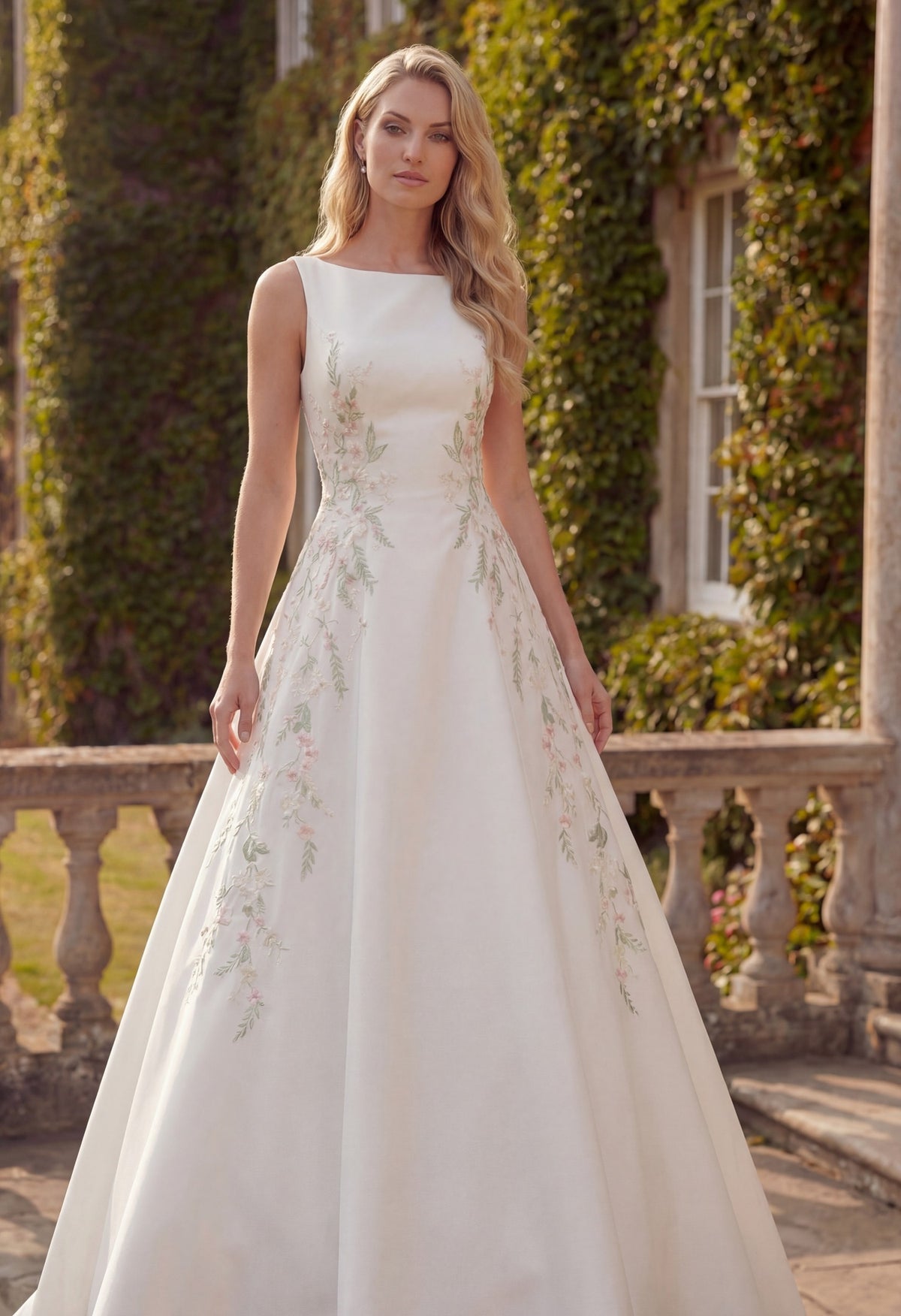 Farrah Couture HW3916 high-neck floral a-line wedding dress - view 4