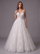Farrah Couture HW4047 floral lace a-line wedding dress - view 2