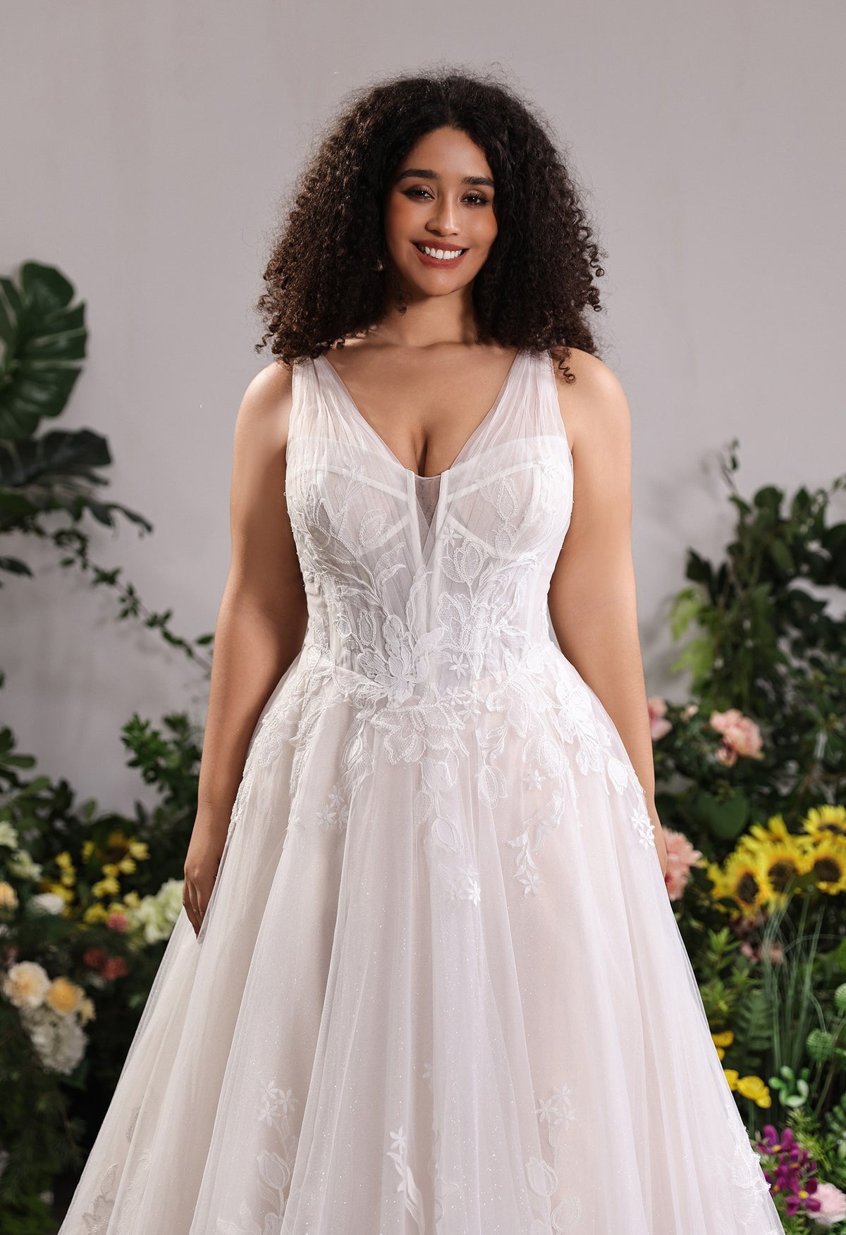 Farrah Couture HW4047 floral lace a-line wedding dress - view 4