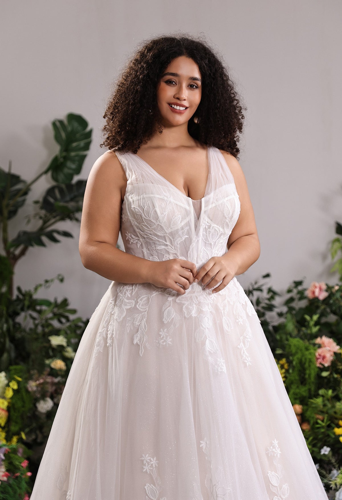 Farrah Couture HW4047 floral lace a-line wedding dress - view 6