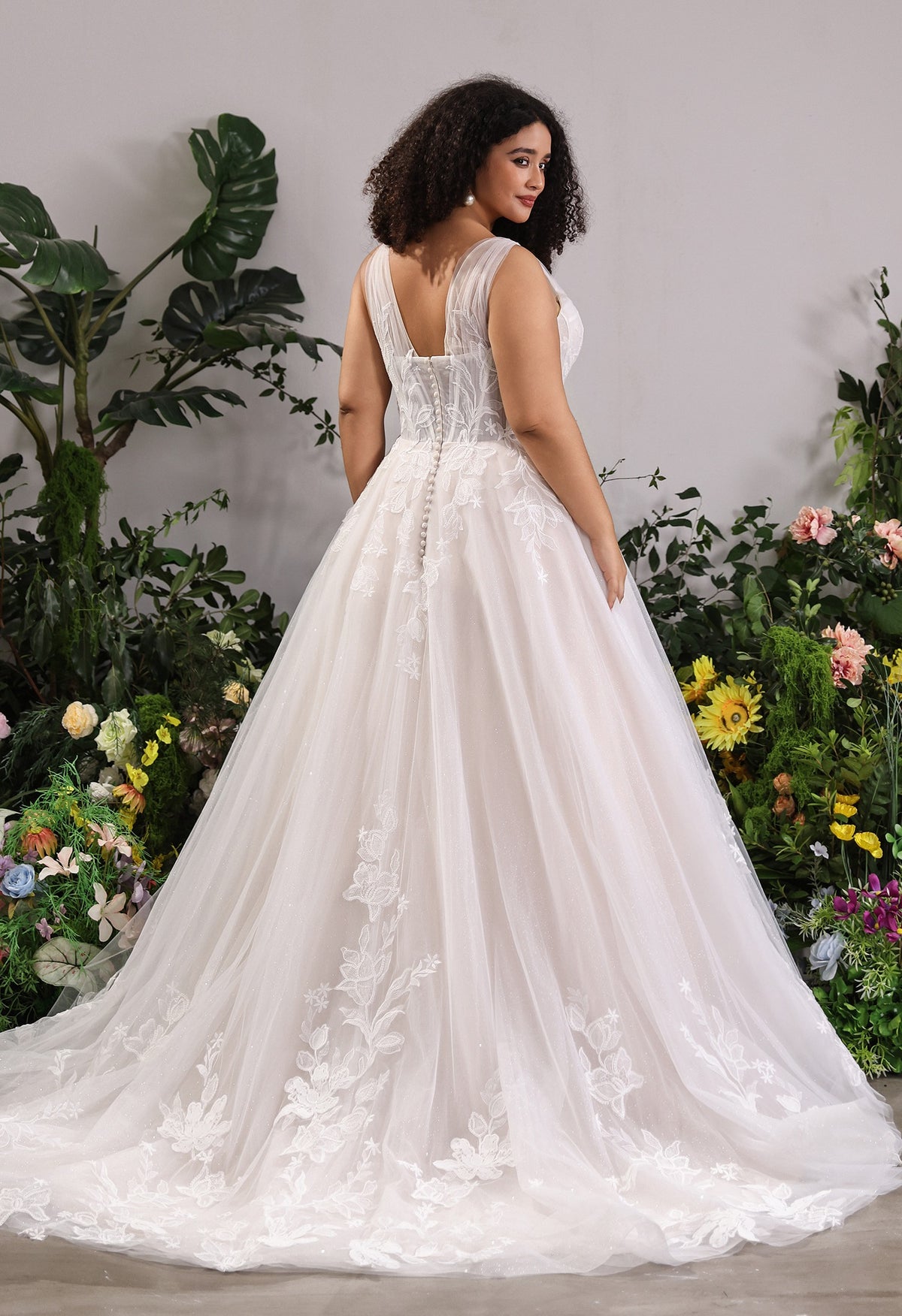 Farrah Couture HW4047 floral lace a-line wedding dress - view 7