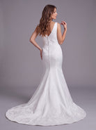 Farrah Couture HW4052 square-neck floral fit-and-flare wedding dress - view 1