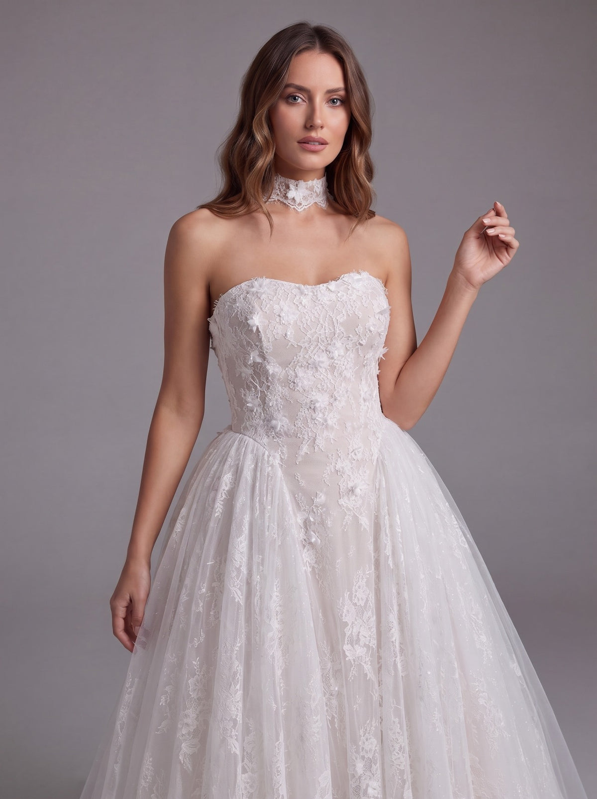 Farrah Couture HW4062 strapless floral a-line wedding dress - view 1