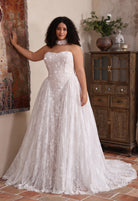 Farrah Couture HW4062 strapless floral a-line wedding dress - view 6