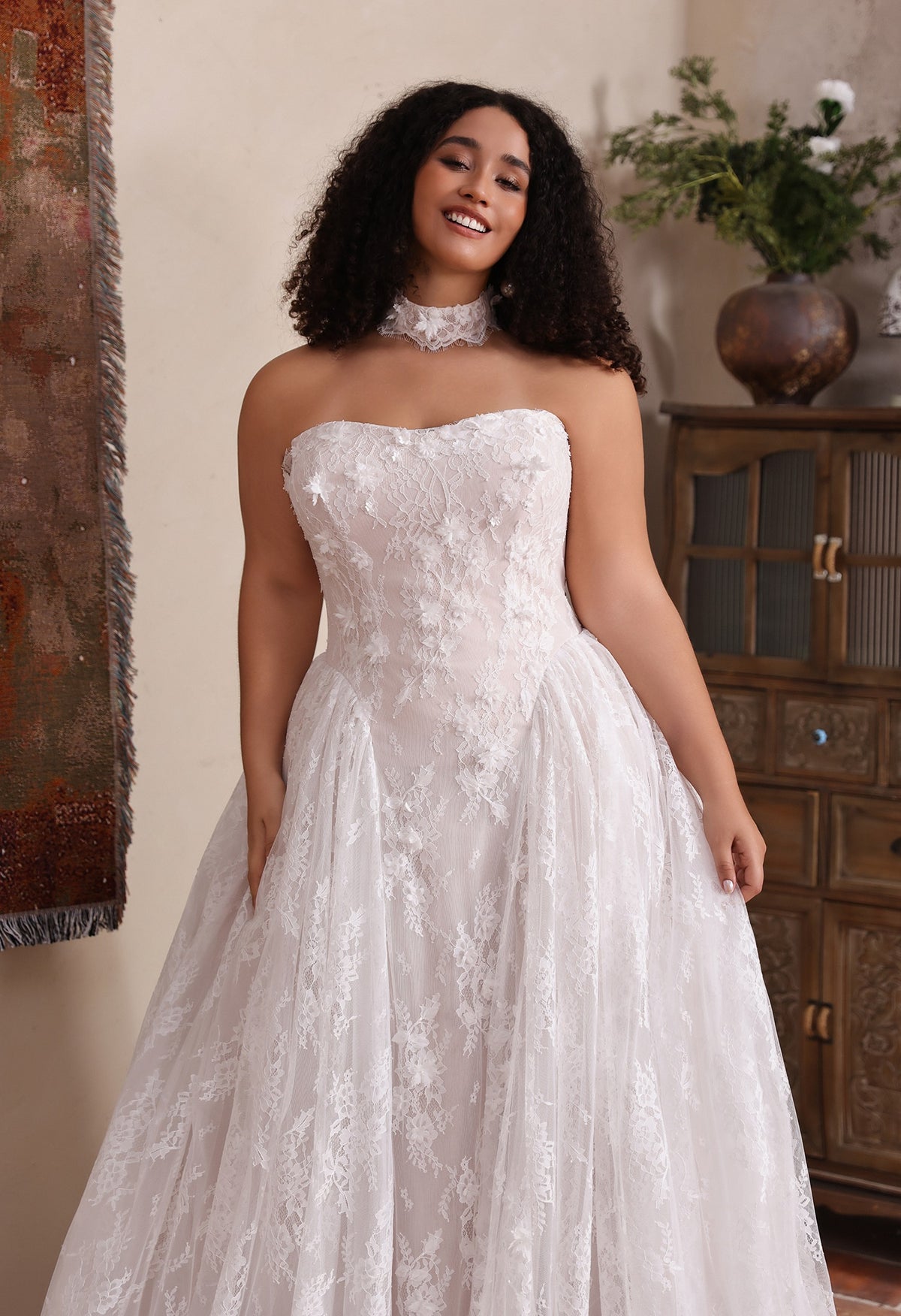 Farrah Couture HW4062 strapless floral a-line wedding dress - view 7