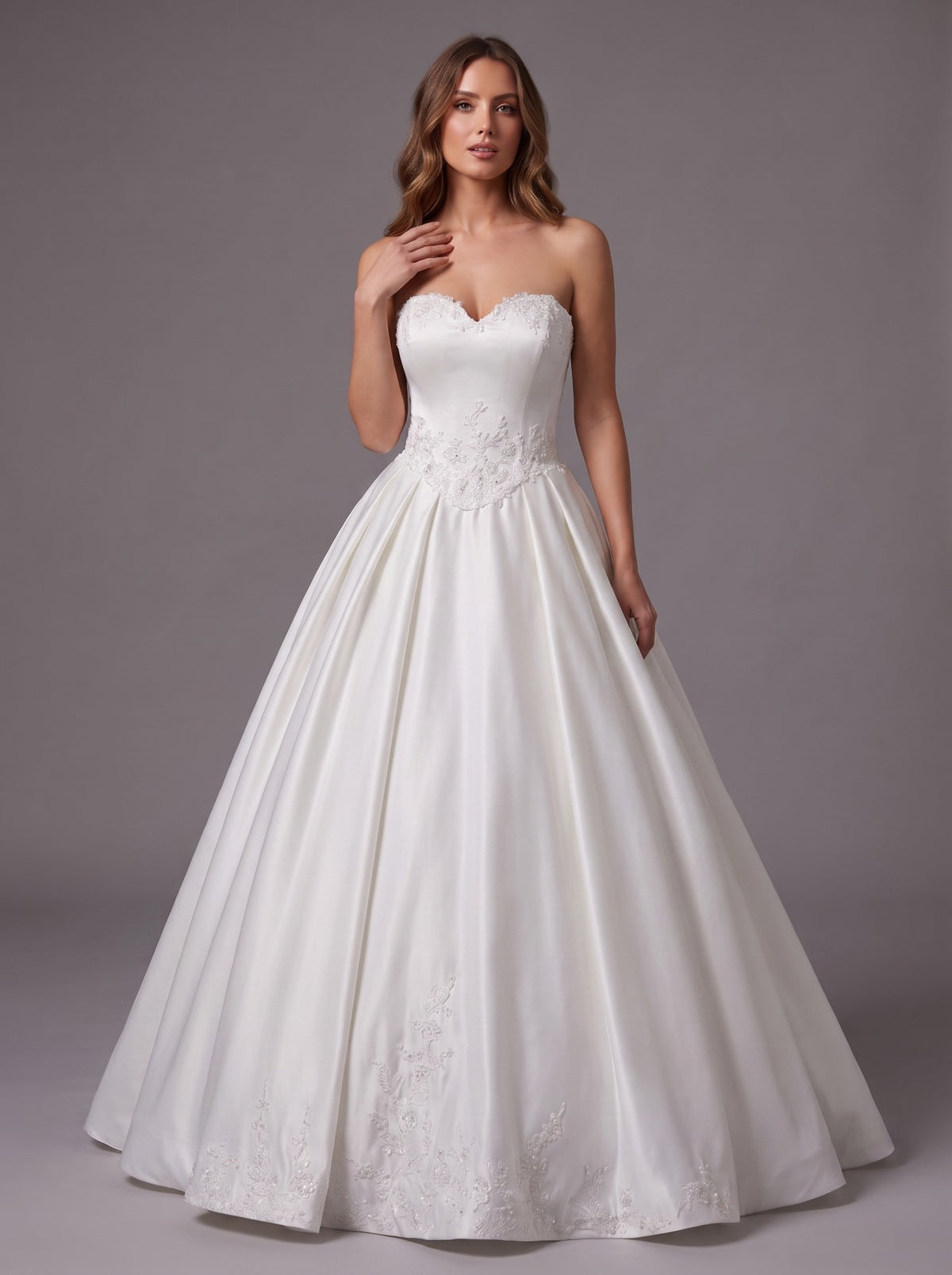 Farrah Couture HW4069 sweetheart lace-accent a-line wedding dress - view 1