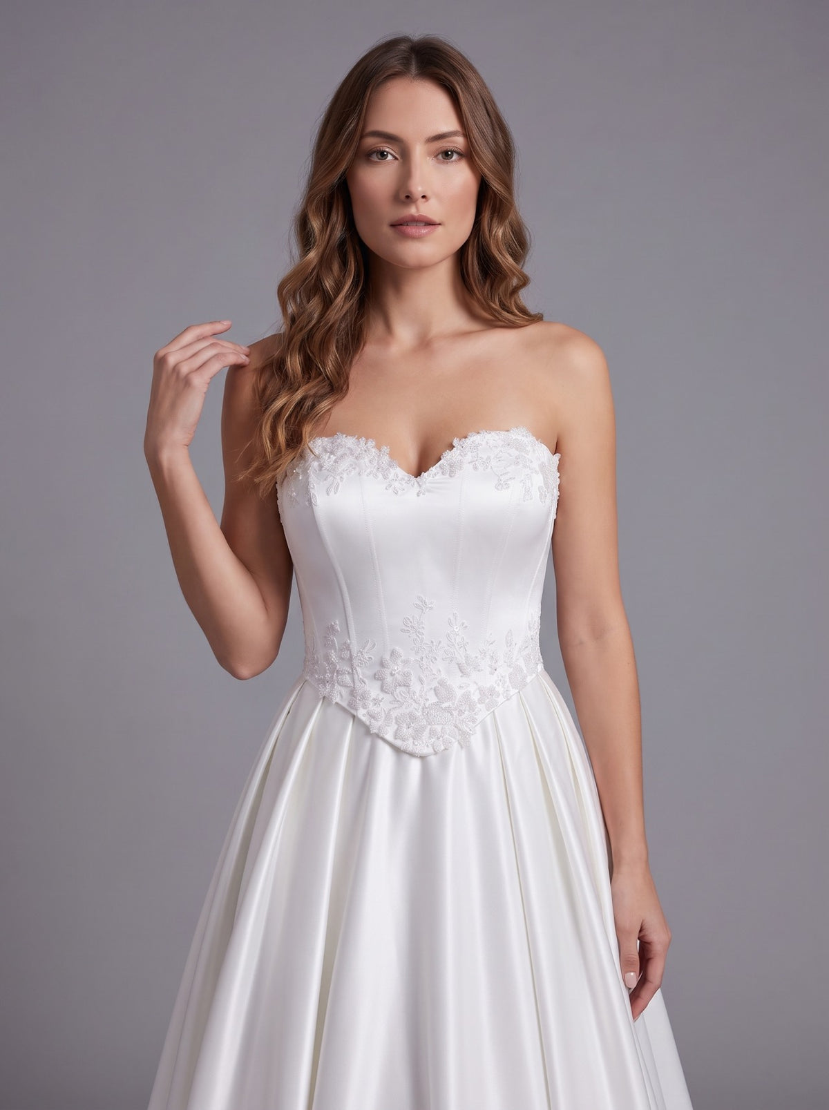 Farrah Couture HW4069 sweetheart lace-accent a-line wedding dress - view 2