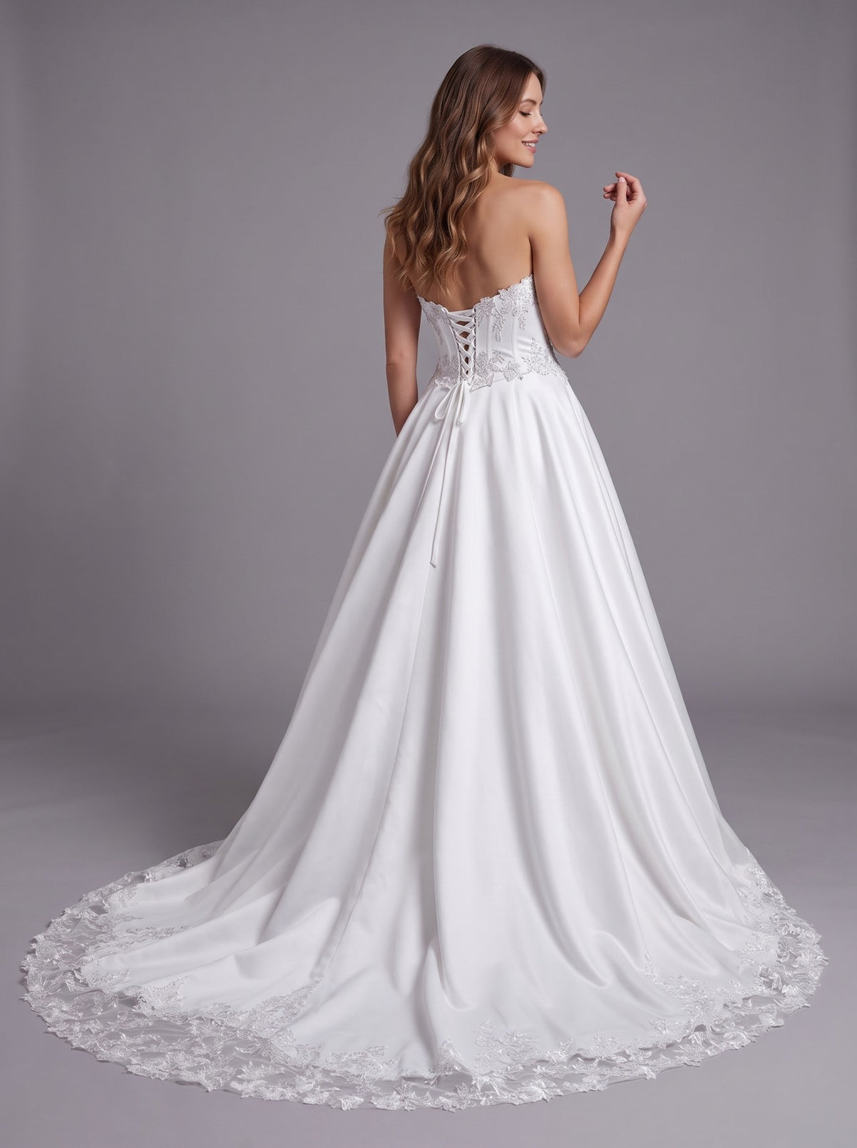 Farrah Couture HW4069 sweetheart lace-accent a-line wedding dress - view 3