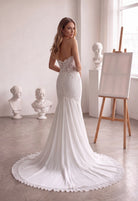 Farrah Couture HW4098 pleated fit-and-flare wedding dress - view 3