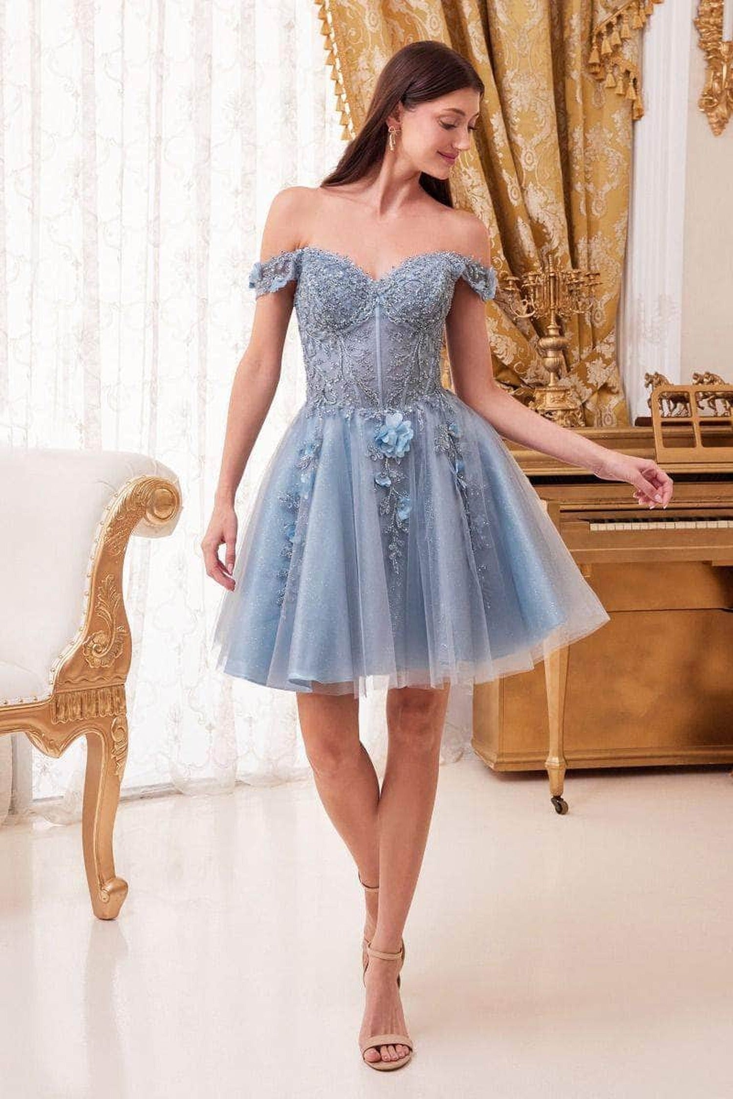 Ladivine CD0194 - Floral Short Prom Dress