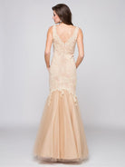 Glow by Colors - G290-1 V-neck Beaded Lace Mermaid Gown
