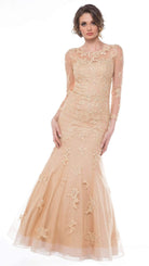 Glow by Colors - G665 Bedazzled Illusion Bateau Mermaid Dress