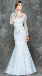 Glow by Colors - G665 Bedazzled Illusion Bateau Mermaid Dress