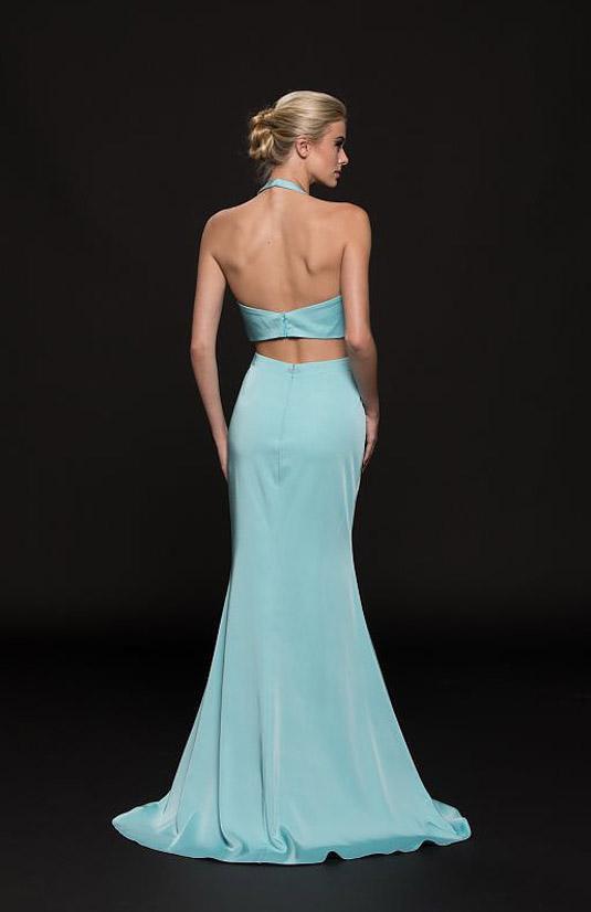 Glow by Colors - G774 Halter Cutout Bodice Faille Gown