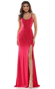Colors Dress - G1052 Scoop Neck Beaded Sheath Dress - detail view