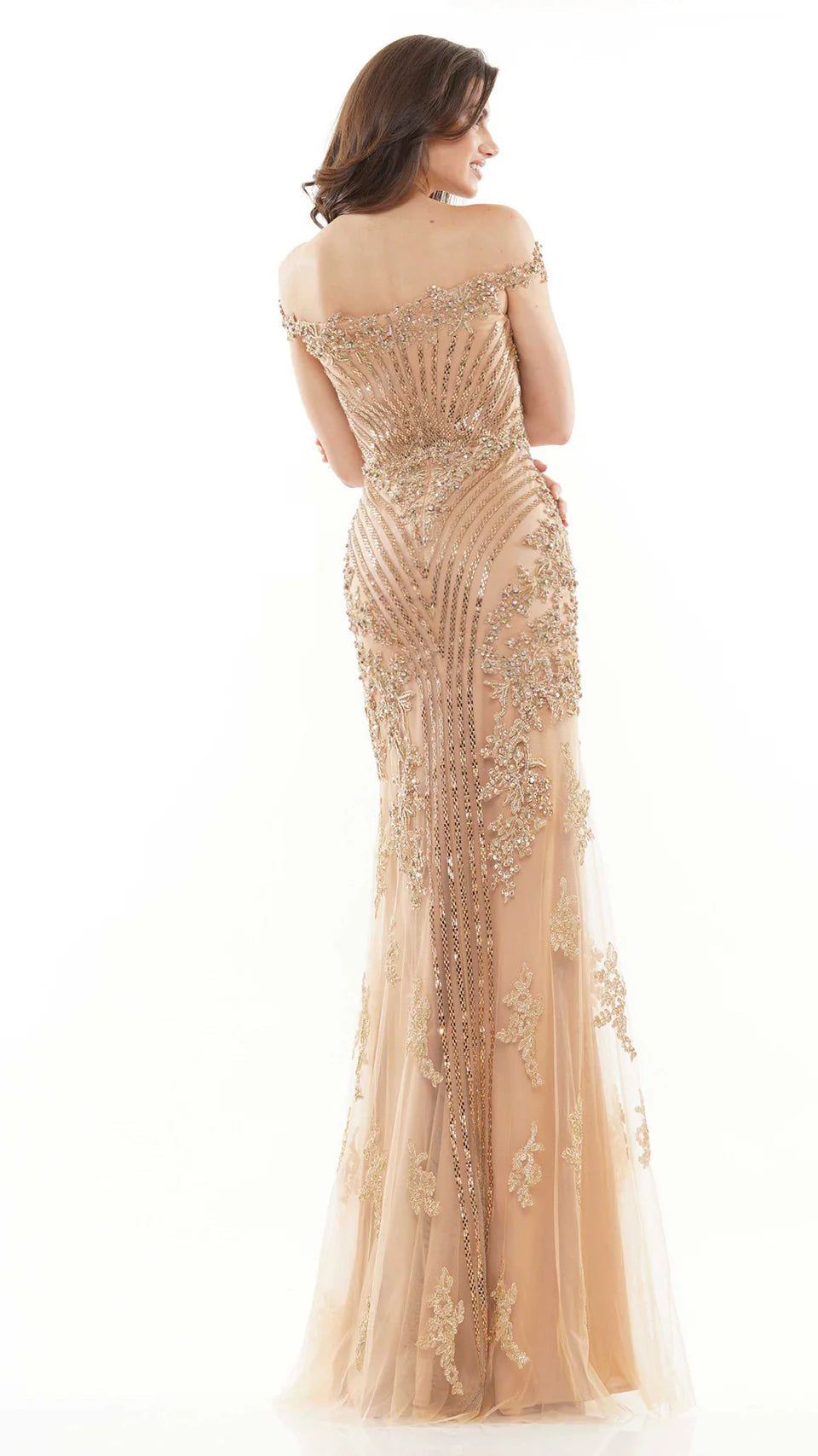 Colors Couture - J131 Off-Shoulder Embellished Trumpet Simple Prom Dress - view 10