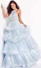 Jovani - 00461 Embellished Halter Tiered A-line Dress - designer prom dress at Silhouette Dresses