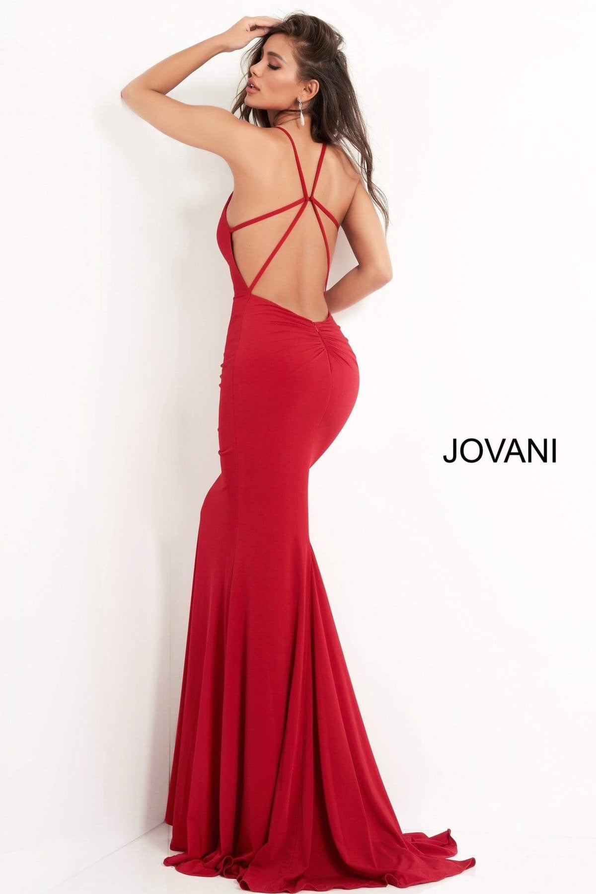 Jovani - 00512 Fitted Strappy Back Prom Dress with Train - view 7