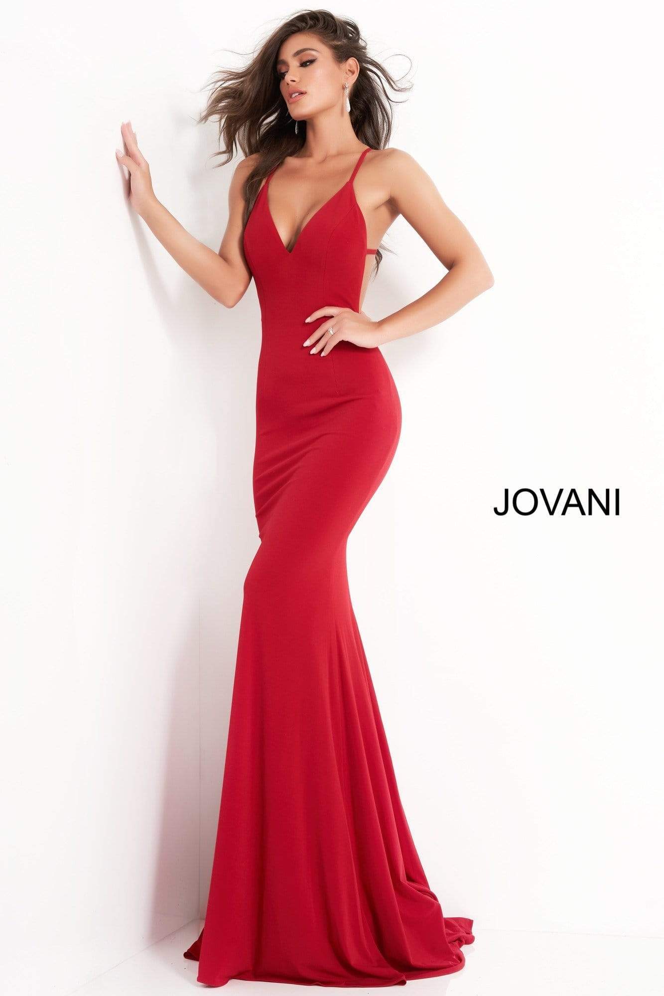 Jovani - 00512 Fitted Strappy Back Prom Dress with Train - view 6
