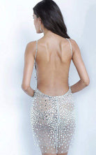 Jovani - 00576 Beaded Deep V-neck Fitted Dress - detail view