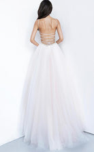 Jovani - 00580 Beaded Deep V-neck Ballgown - back view