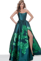 Jovani - 02038 Strapless Scoop Neck Floral Embroidered Gown - designer prom dress at Silhouette Dresses