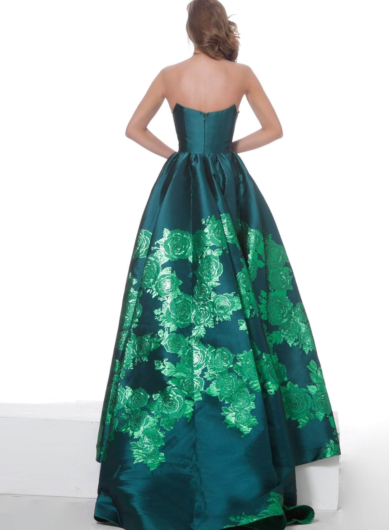 Jovani - 02038 Strapless Scoop Neck Floral Embroidered Gown - view 5