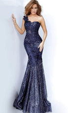 Jovani - 02445 Sweetheart Lace Applique Trumpet Dress - view 5