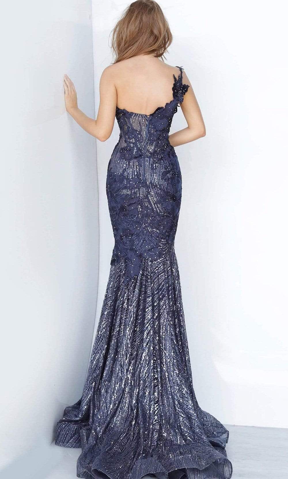 Jovani - 02445 Sweetheart Lace Applique Trumpet Dress - view 4