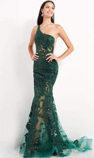Jovani - 02895 One Shoulder Illusion Simple Prom Mermaid Gown - designer prom dress at Silhouette Dresses