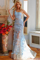 Jovani - 02895 One Shoulder Illusion Simple Prom Mermaid Gown - view 6