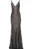 Jovani - 02906 Backless Metallic Lace Mermaid Gown - designer prom dress at Silhouette Dresses