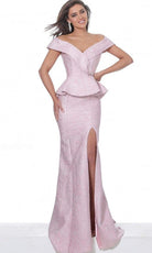 Jovani - 03944 Off Shoulder High Slit Jacquard Mermaid Gown - view 4