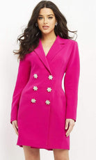 Jovani - 04172 Double Breasted Form Fitting Blazer Dress - detail view