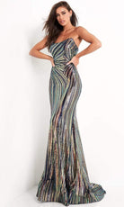 Jovani - 04810 Strapless Geometric Sequined Dress - designer prom dress at Silhouette Dresses