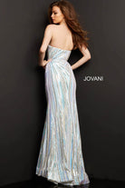Jovani - 04810 Strapless Geometric Sequined Dress - view 4