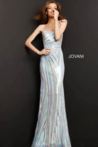 Jovani - 04810 Strapless Geometric Sequined Dress - view 5