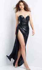 Jovani - 04870 Strapless Sequin High Slit Gown - designer prom dress at Silhouette Dresses